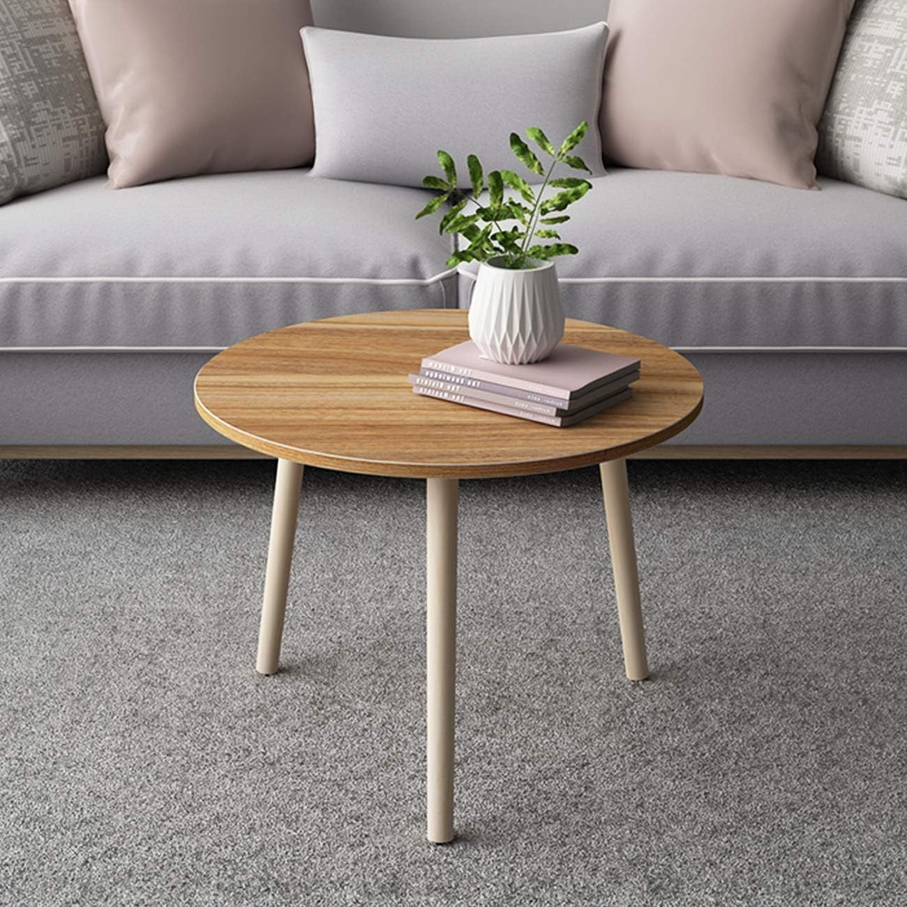 Coffee Tables Round Stacking Sofa Side Living Room Bedroom 55x42.5cm Oak Modern