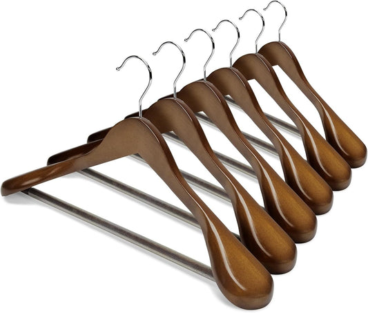 Wooden Suit Coat Hangers Adult Walnut - Front view