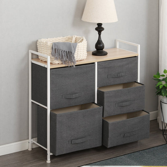 Fabric Chest of Drawers 5 Drawer - Front view