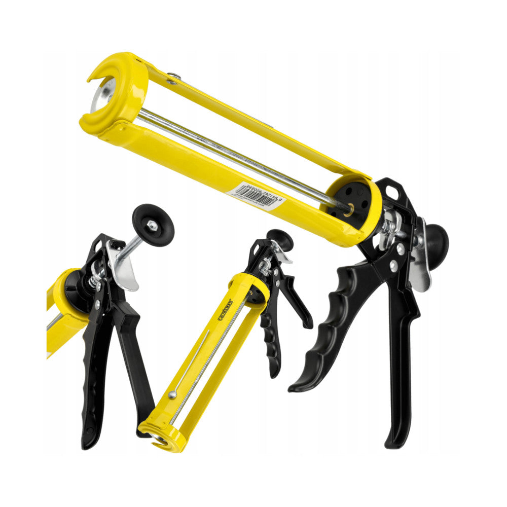 CROWNMAN 9-inch heavy duty caulking gun with aluminum alloy body and ergonomic finger grip on white background