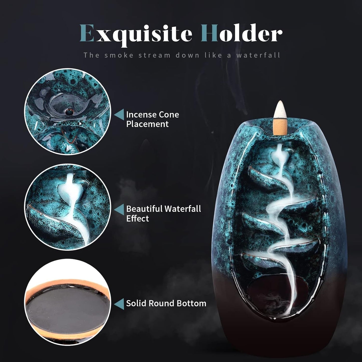 Backflow Holder Incense Burner Ceramic - Image 3