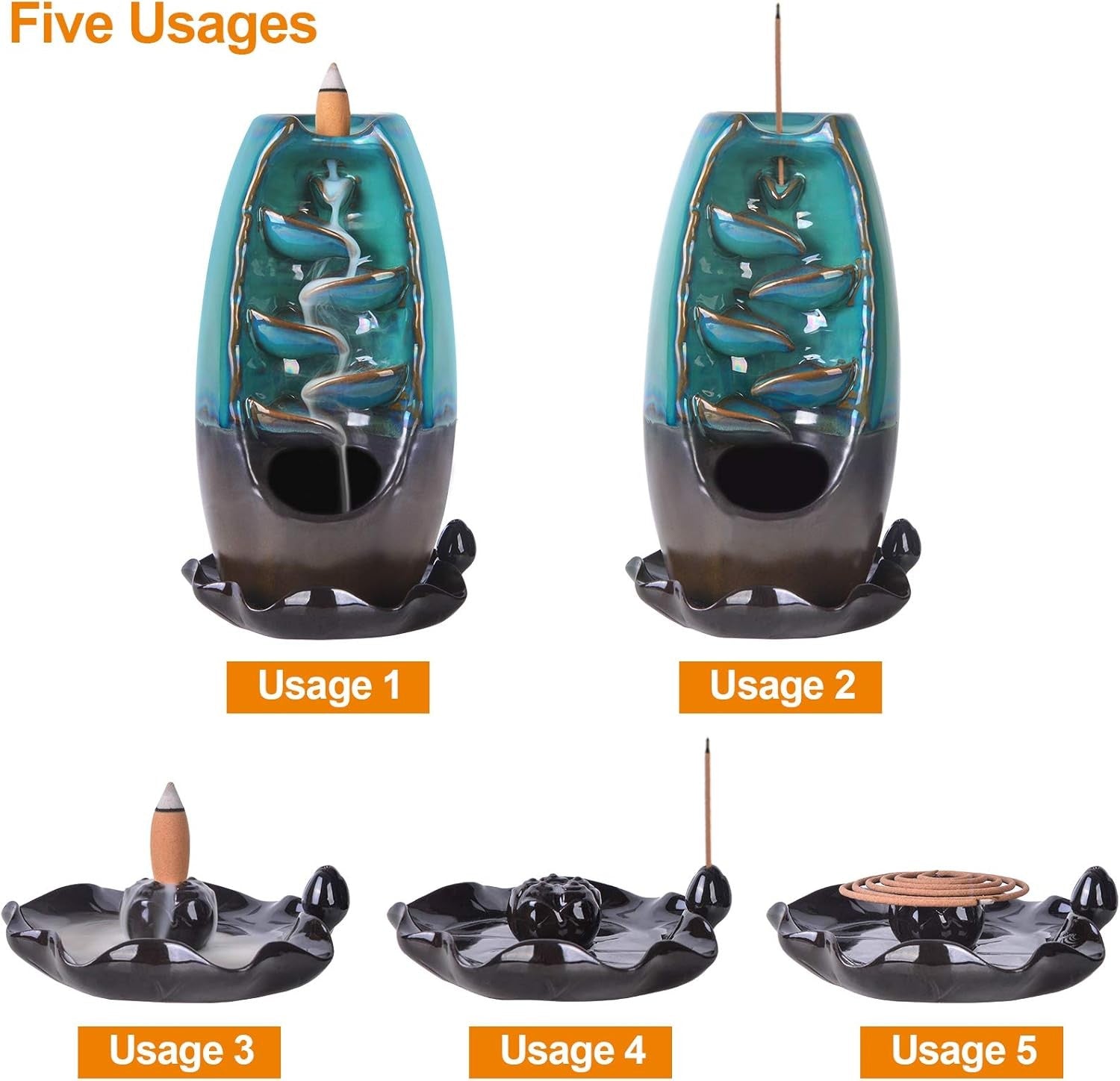 Backflow Incense Burner 5IN1 Waterfall - Image 3
