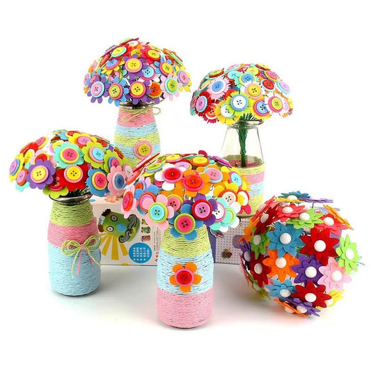 Artificial Flowers Set Button Plant Vase - Front view