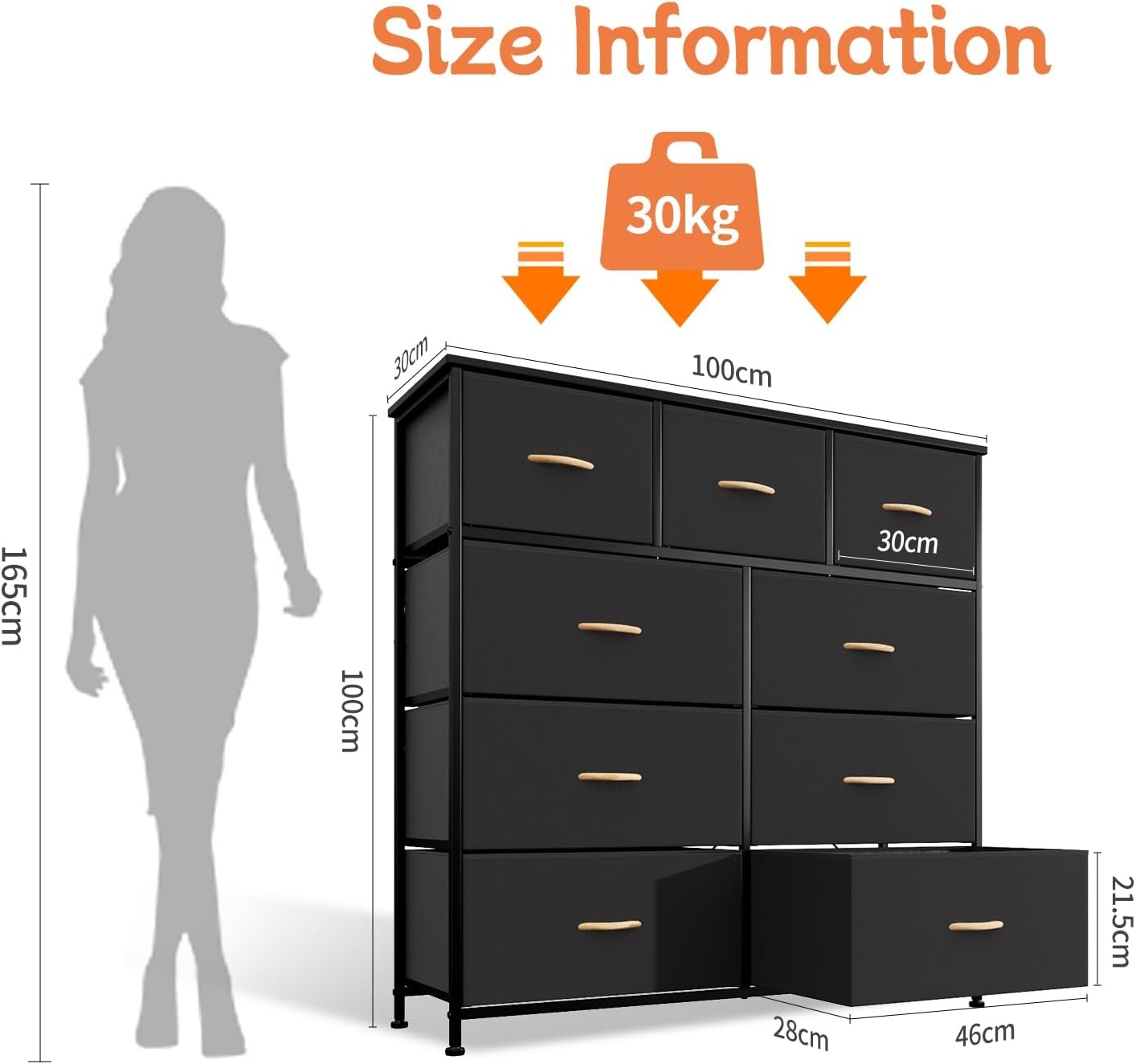 Chest of Drawers Dresser Black - Image 3