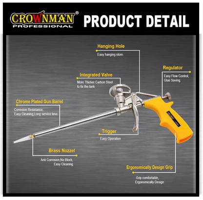 Professional Foam Gun Heavy Duty Applicator Tool Brass Nozzle Ergonomic Grip UK