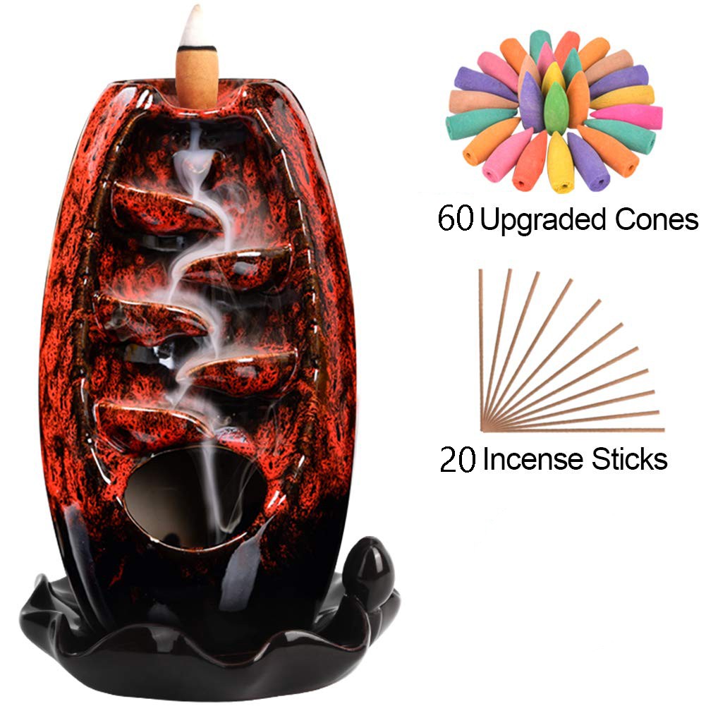 Backflow Incense Burner 5IN1 Waterfall Ceramic - Front view