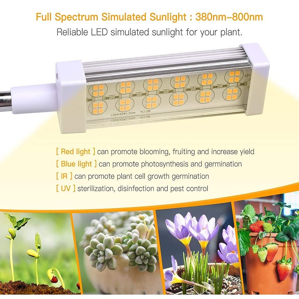 3-Head LED Grow Light Full Spectrum with Timer for Indoor Plants UK