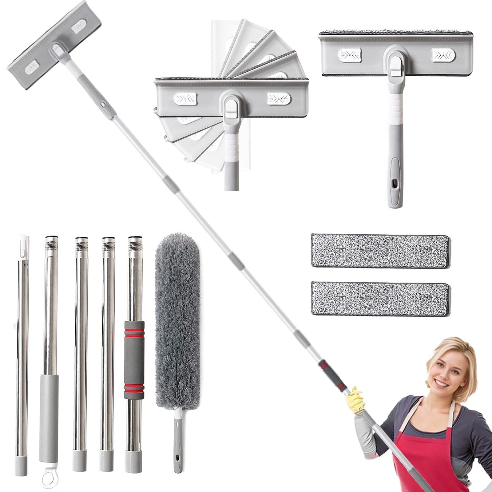 2 In 1 Telescopic Window Cleaner - Front view