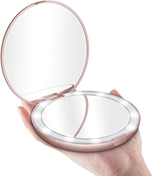 10X Magnifying Mirror Travel Essentials Makeup LED Double Sided Pocket Folding