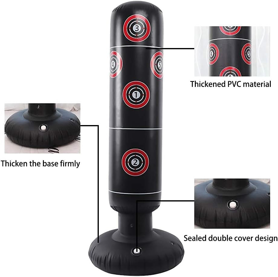 Inflatable Punch Bag Kids Adults Free Standing Boxing Kickboxing Training 160CM