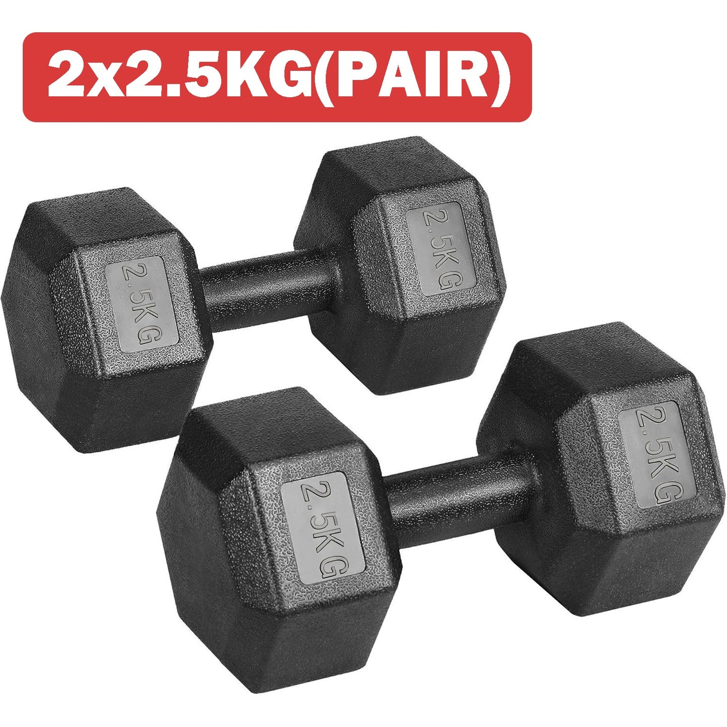 2x2kg/2x2.5kg/2x3kg/2x4kg/2x5kg Hex Dumbbell Weight Set Home Exercise Workout UK