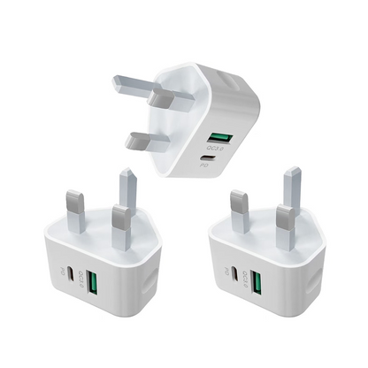 3 Pack USB C Plug UK iPhone Charger Fast Phone Apple USBC Lighting 2 in 1 Cable