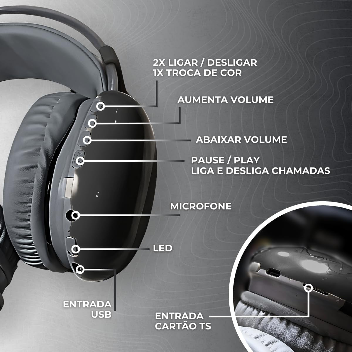 RGB Wireless Bluetooth Headphones with - Image 4