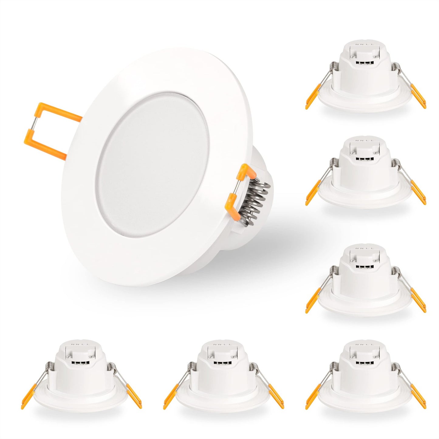 6x Recessed LED Spotlights Flat Panel - Front view