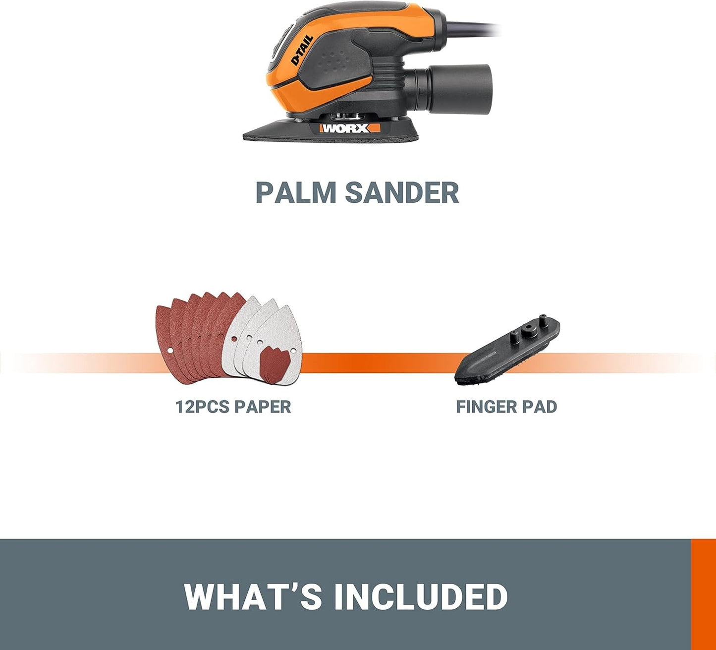Mouse 55W Corded Detail Sander with 12pcs Sanding Sheets Finger Pad WORX WX647
