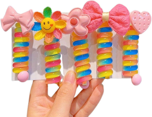 5 Pcs Colorful Telephone Wire Hair - Front view