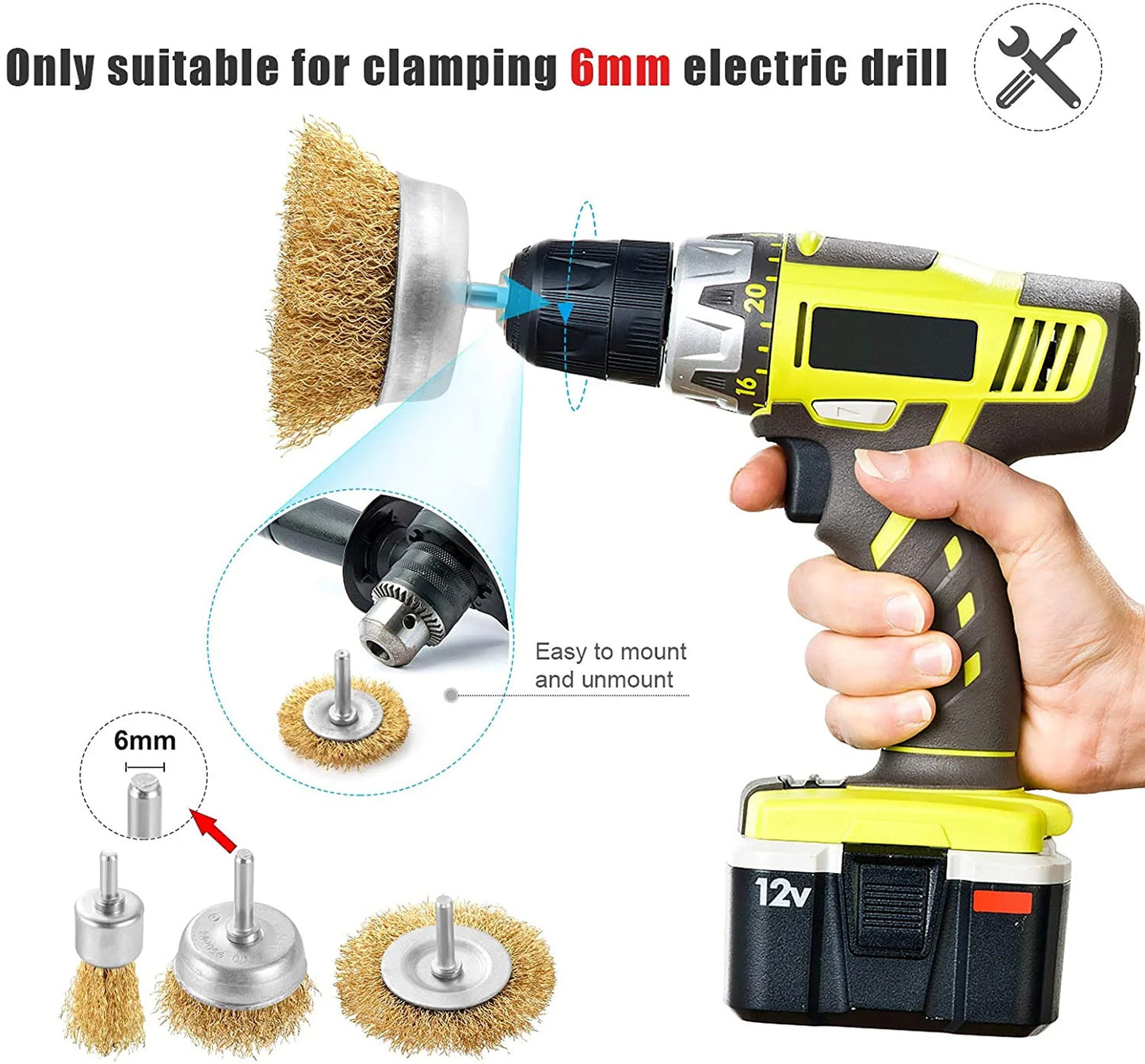 5PCS Rotary Brass Wire Cleaning Wheel Cup Brush - product image 3 of 6