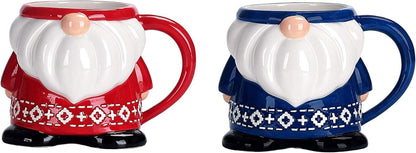 Red Blue Christmas Gnome 440ml Mugs - Front view