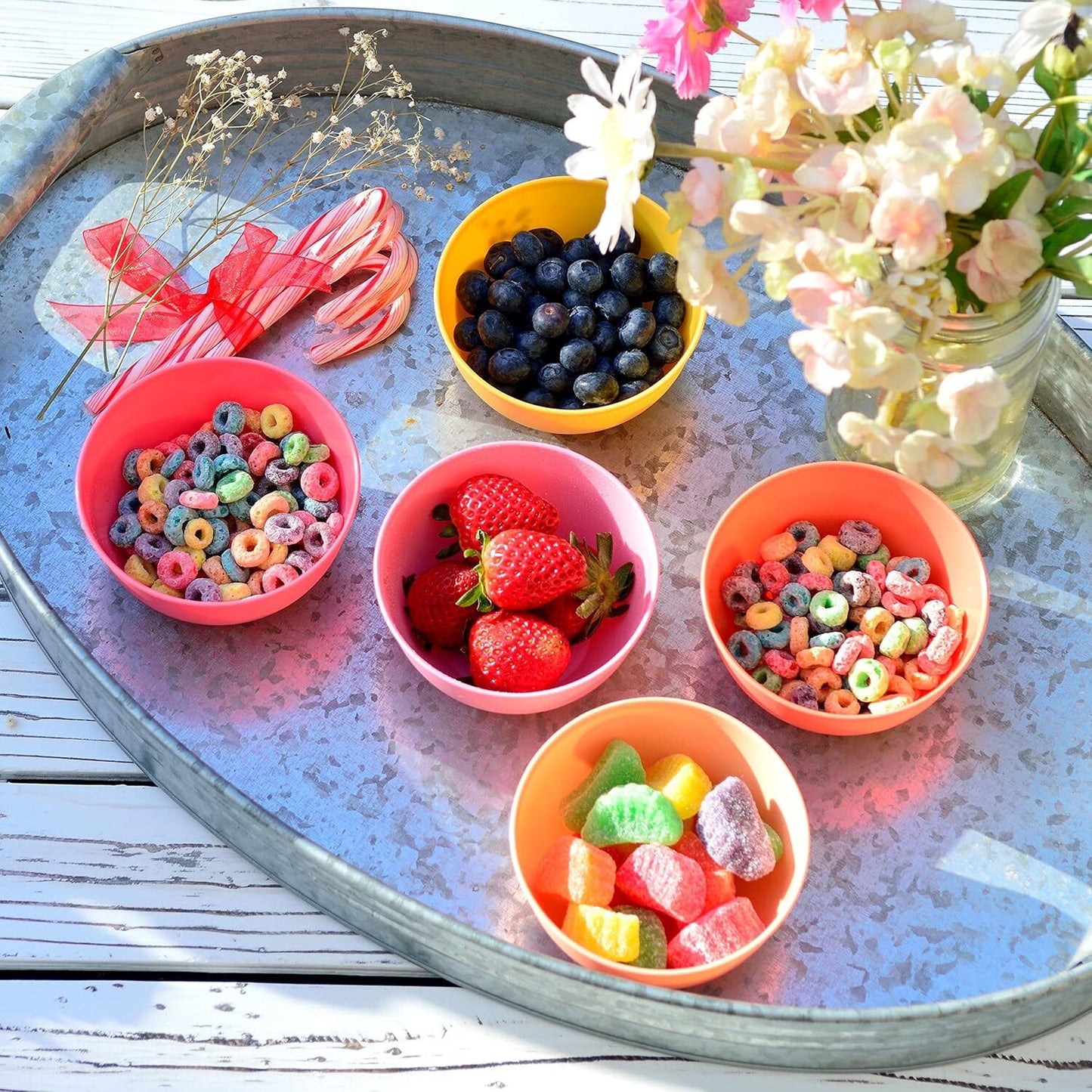 9 x 10oz Plastic Dinner Set Bowls Reusable Pasta Snack Dishes Dinnerware Kids