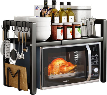 2 Tier Expandable Microwave Oven Rack - Front view