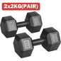 2x2kg/2x2.5kg/2x3kg/2x4kg/2x5kg Hex Dumbbell Weight Set Home Exercise Workout UK