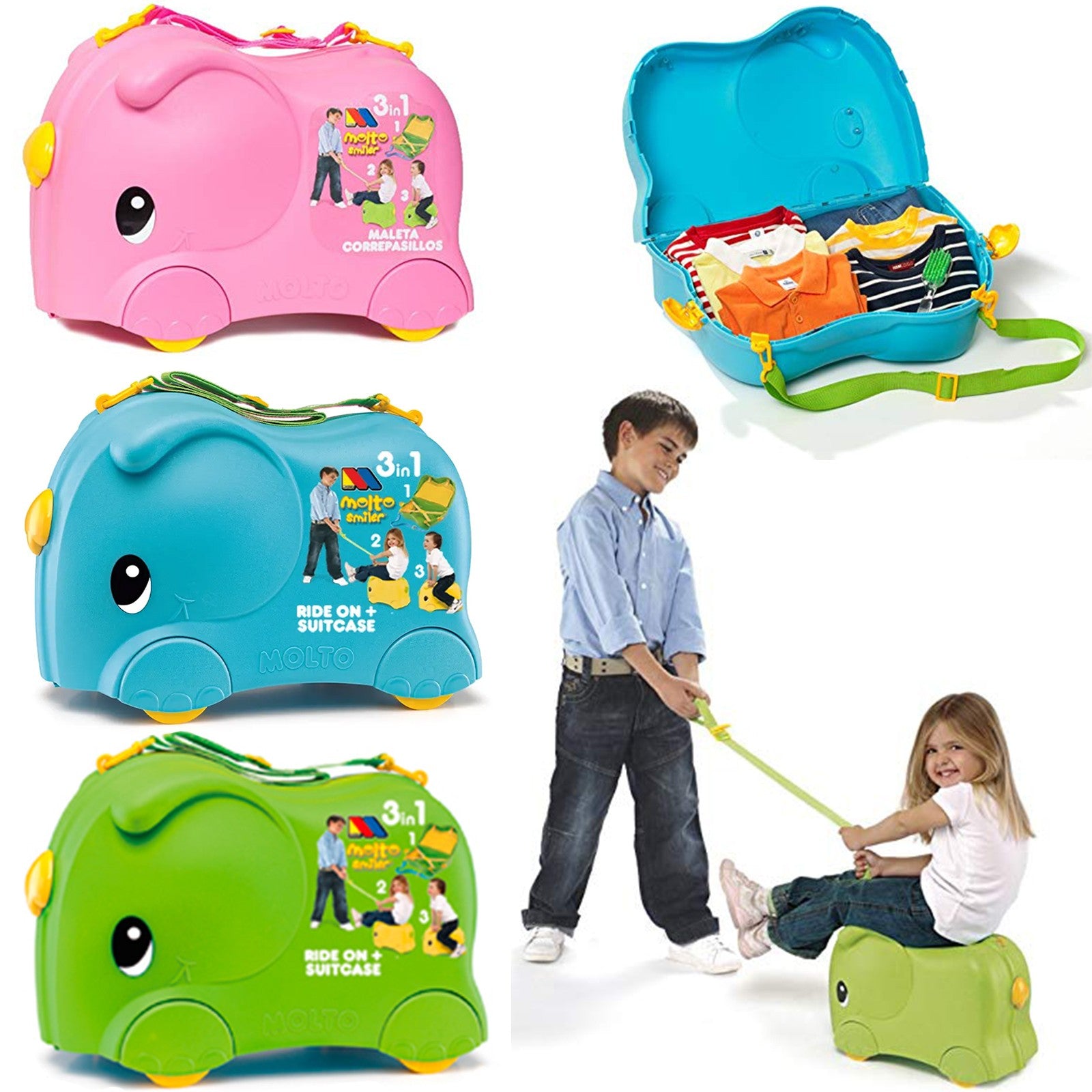 Suitcase Baby Sitting on Trolley Tavel - Front view