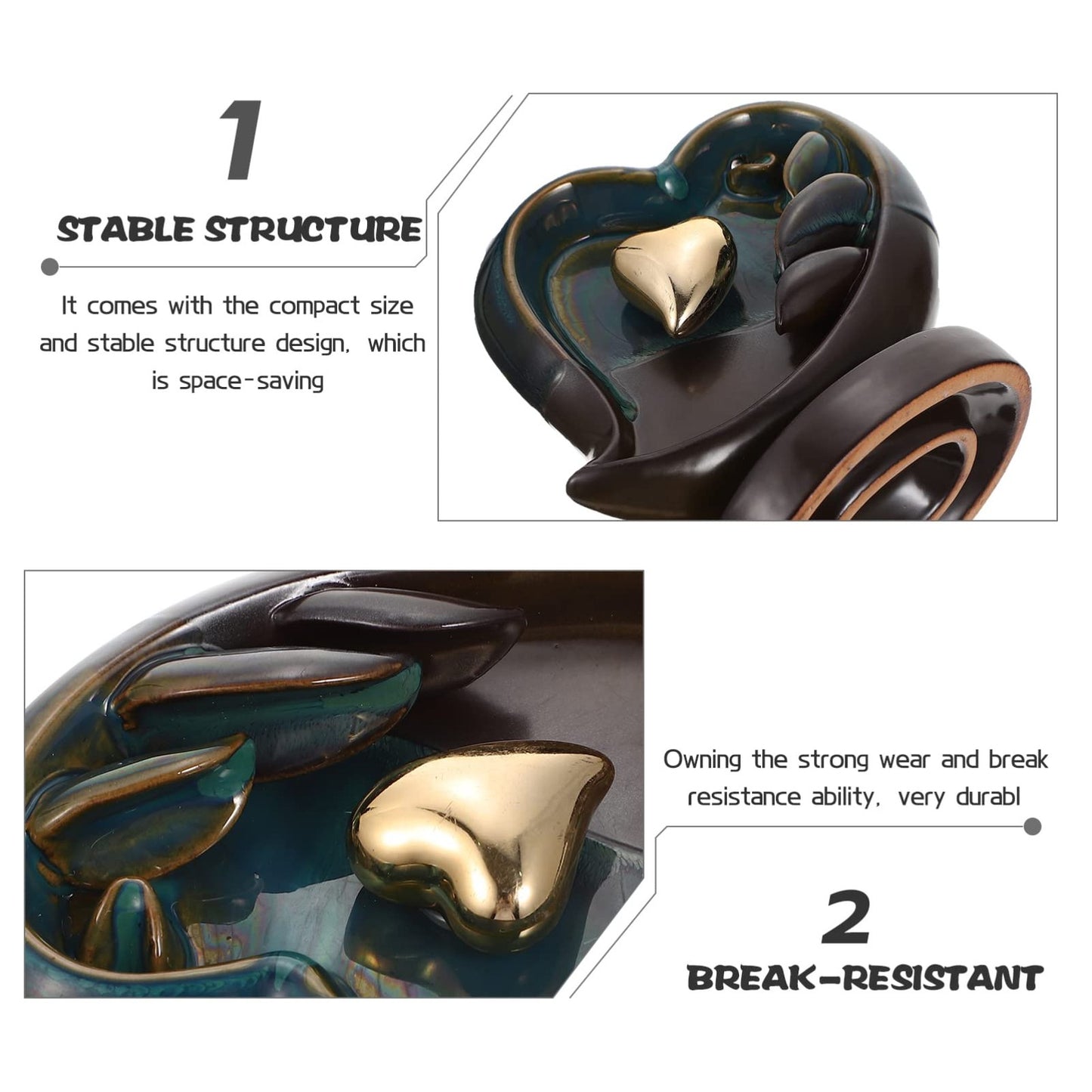 Backflow Incense Burner 14CM Heart - Image 6