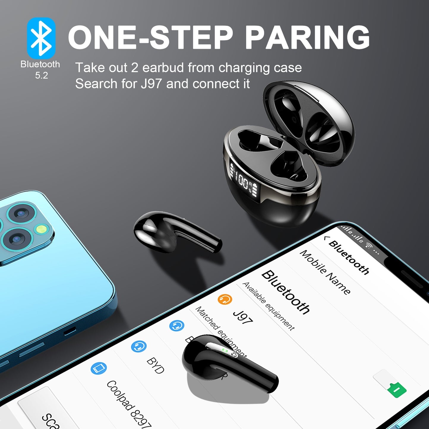 Wireless Bluetooth Earphones Running Headphones Waterproof - Detail view