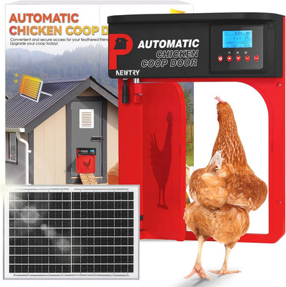 Automatic Chicken Coop Door Opener Timer Anti-Pinch Solar Powered Remote Control