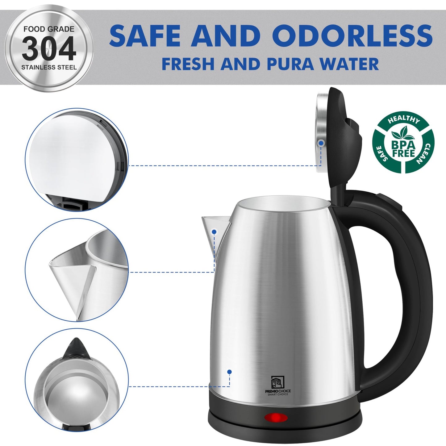 Electric Kettle 1.8L Stainless Steel - Image 6
