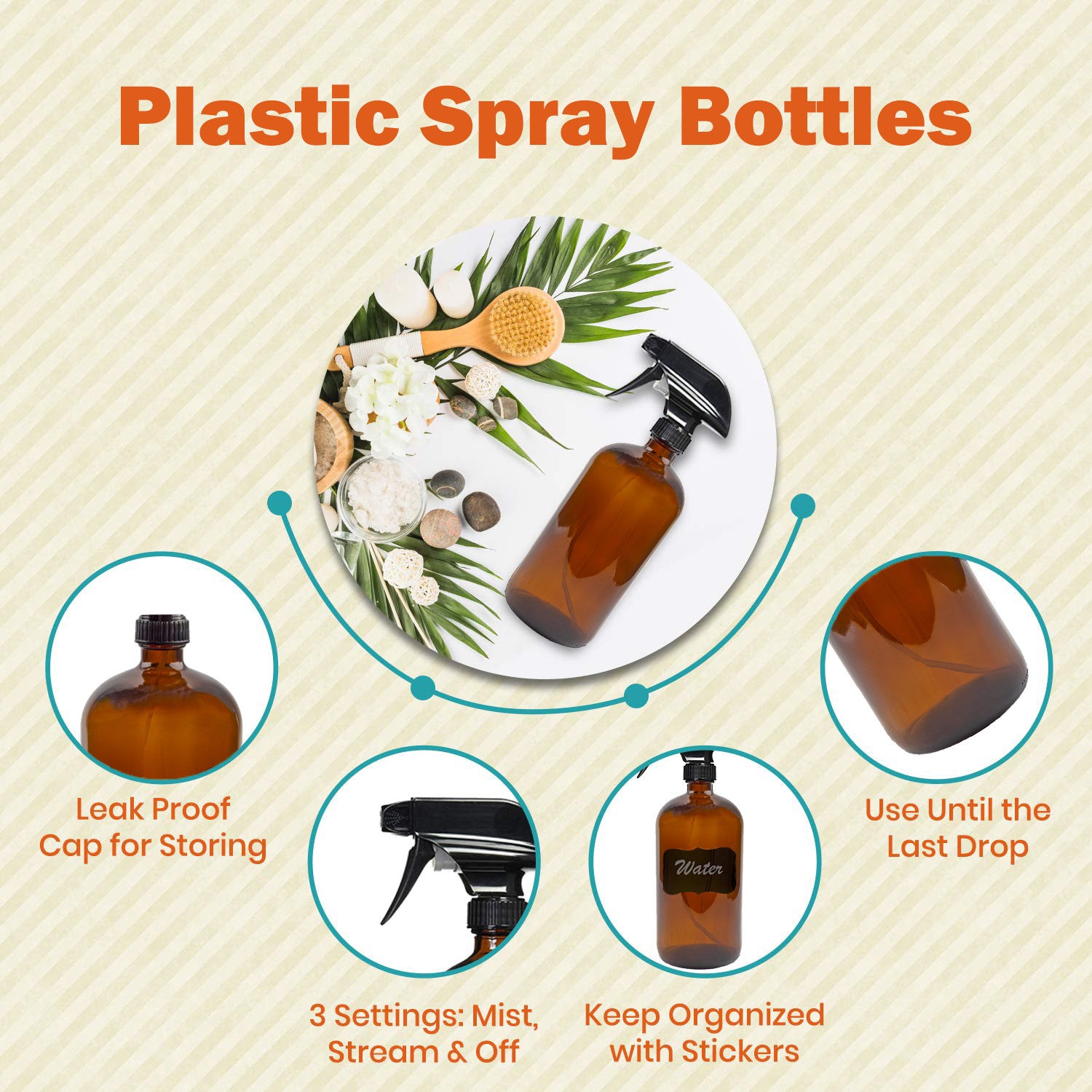 Amber Spray Bottles Essential Oil Atomiser - Detail view