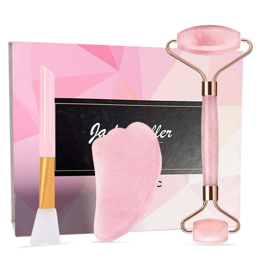 Gua Sha Facial Tools Jade Roller Rose Quartz Face Body Massager Scraper Therapy