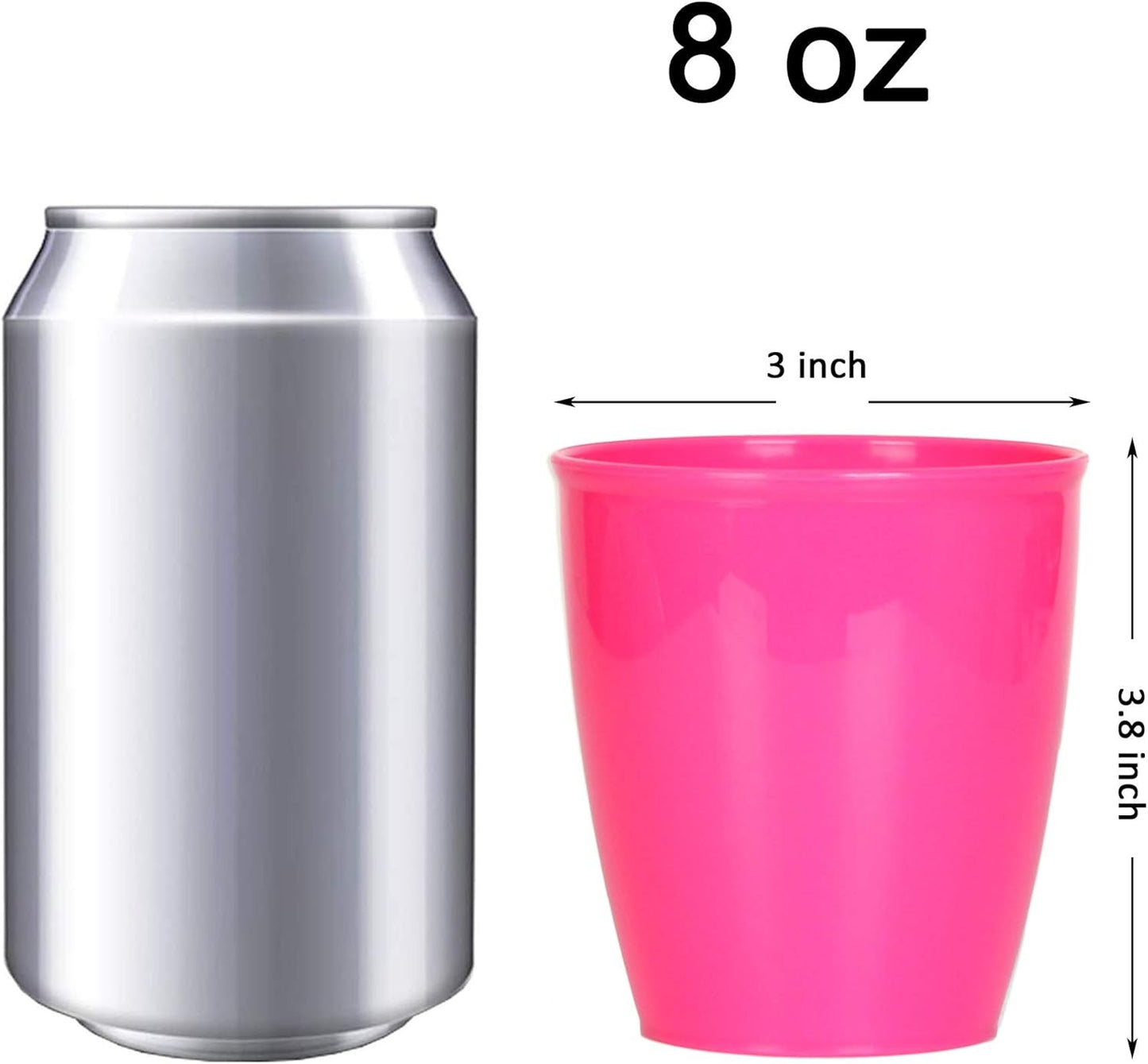 9 Pack Re-usable 250ML Kids Cups Plastic Drinking Toddler in 9 Assorted Colors