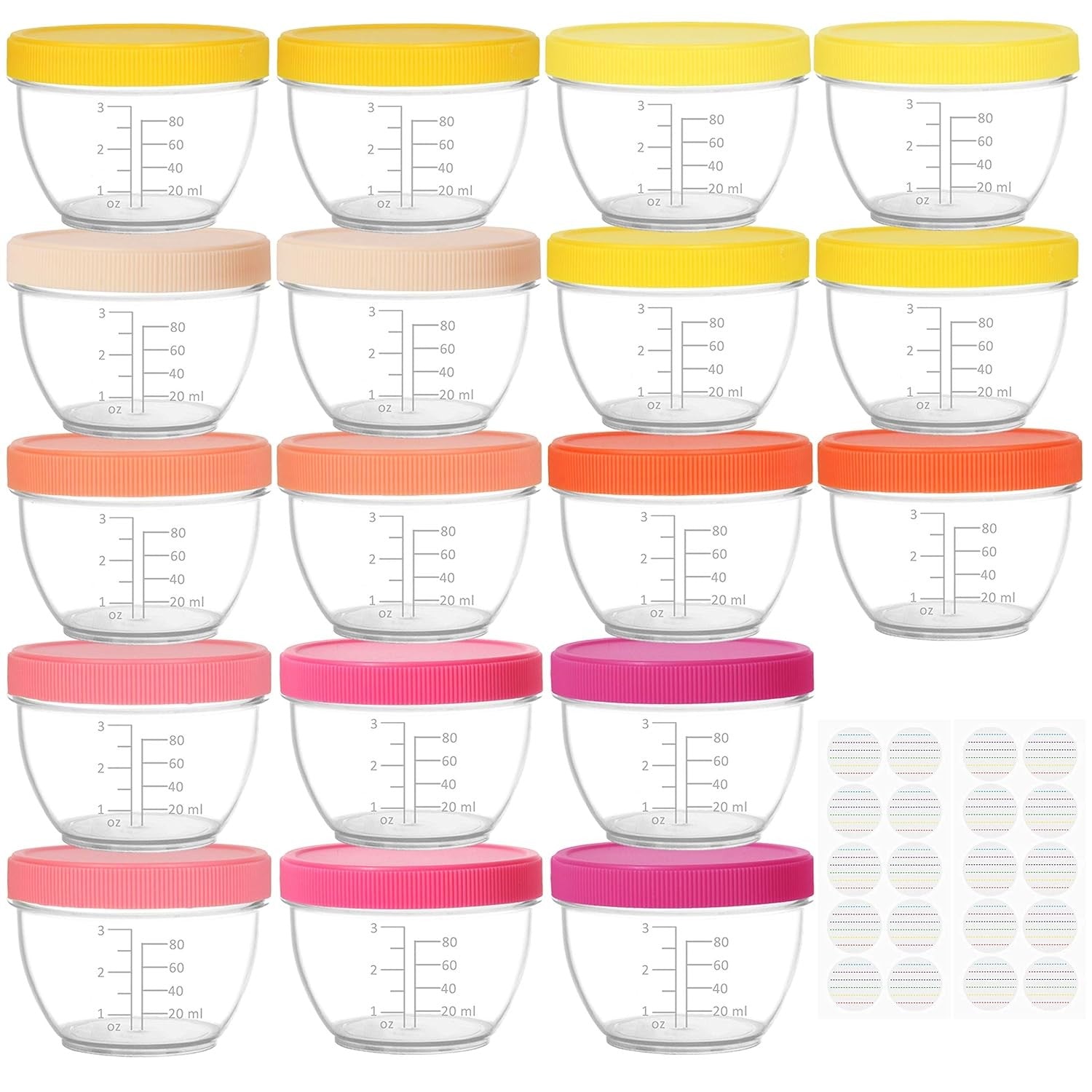 18PCS Small Food Storage 4oz/6oz Baby - Front view