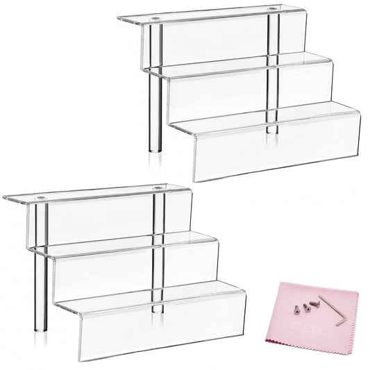 2PCS 3 Tier Clear Acrylic Display - Front view