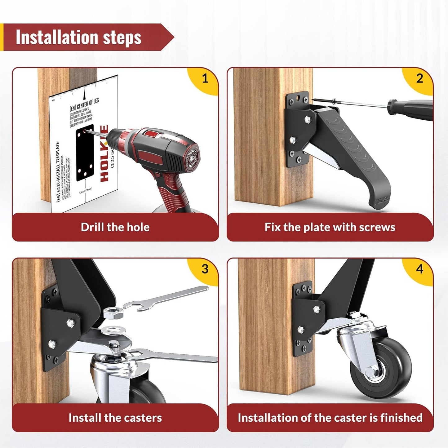 Retractable Castors Wheels Caster Heavy - Image 3