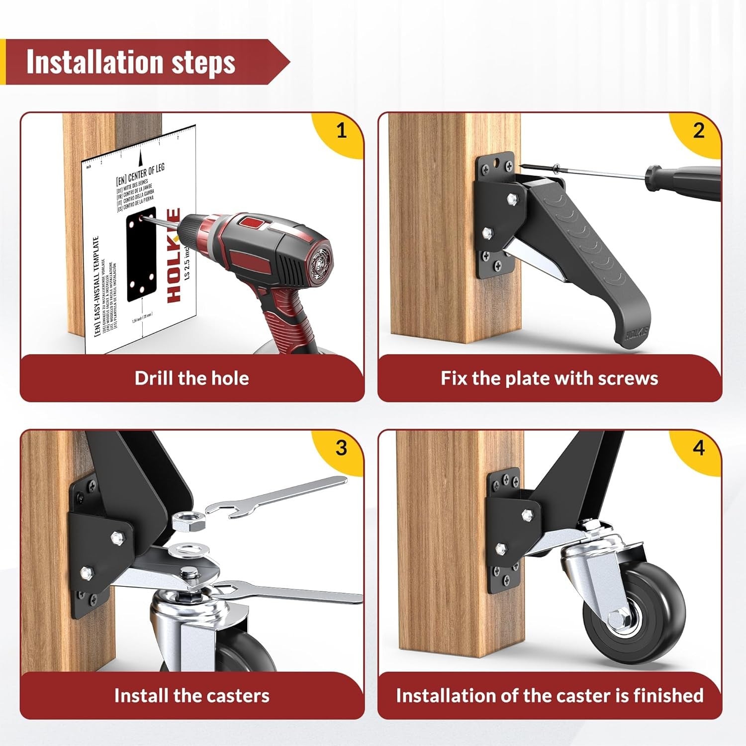 Retractable Castors Wheels Caster Heavy - Image 3