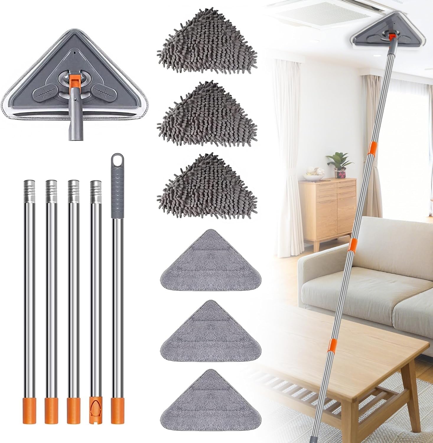 85" Long Handle Wall Mop 360° - Front view