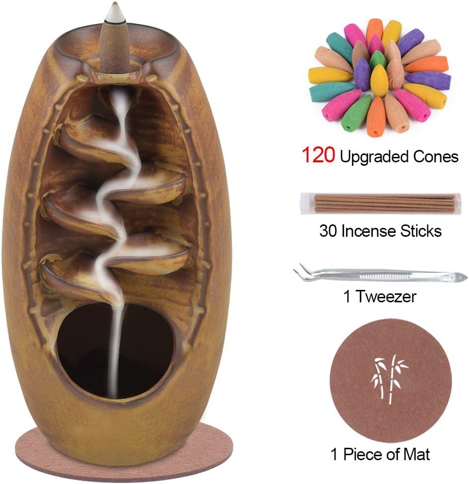 Backflow Incense Holder Waterfall Burner Ceramic - Detail view