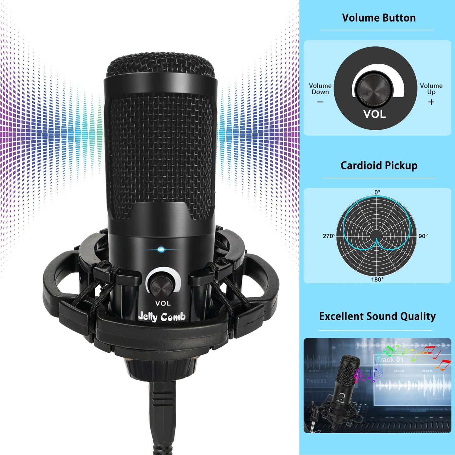USB Condenser Microphone with Boom - Image 3