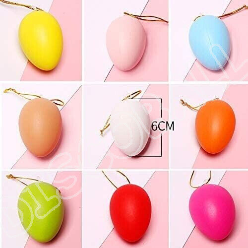 24pcs Easter Eggs Tree Decoration Plastic Hanging Gift Home Party DIY Drawing