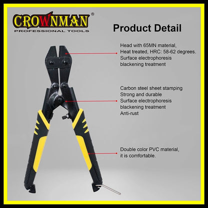 CROWNMAN 8" Mini Bolt Cutter Heavy Duty Wire - product image 3 of 6