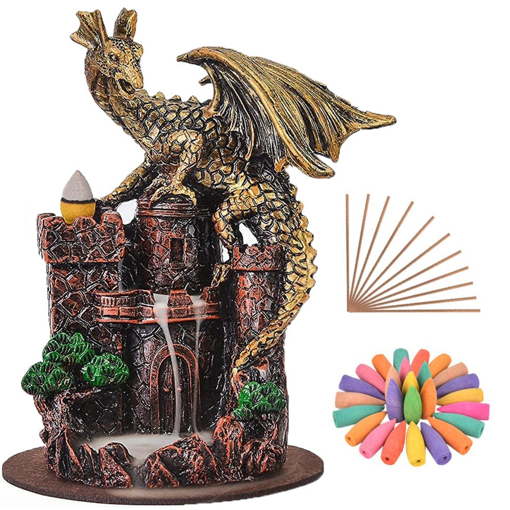 Dragon Backflow Incense Burner 60Cones 20Sticks - Front view