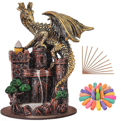 Dragon Backflow Incense Burner 60Cones 20Sticks - Front view