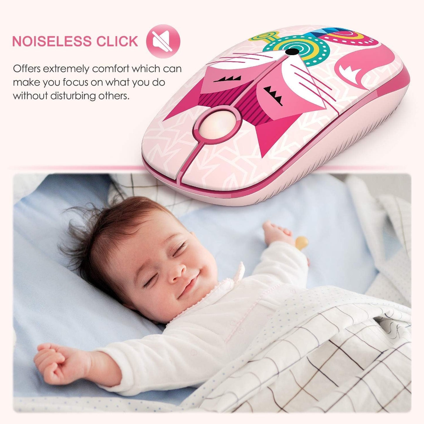 Wireless Mouse Pink Silent Computer - Image 4