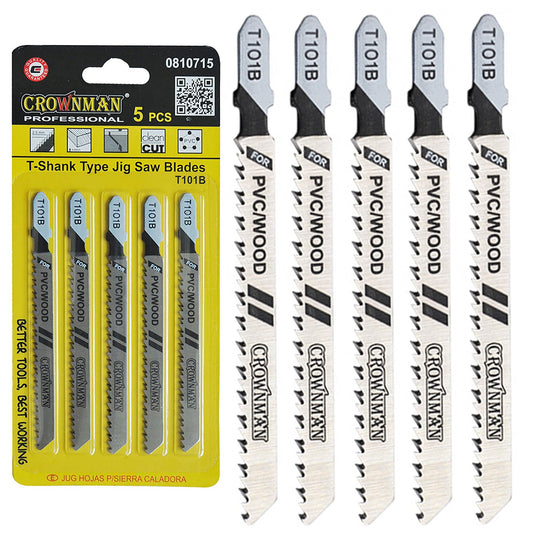 5PCS Jig Saw Blade Set T-Slot Fitting Jigsaw T101B for Cutting Wood Metal Plate