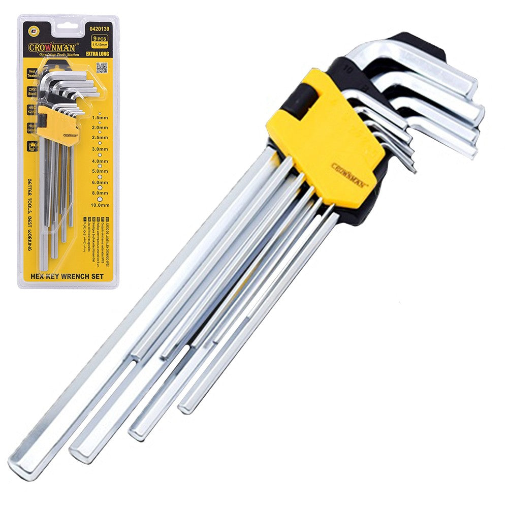 9x Allen Wrench Hex Key Set - Front view