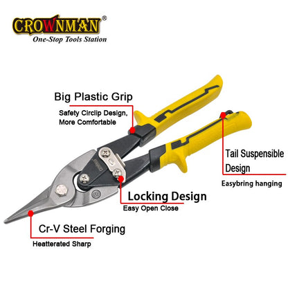 10" Aviation Tin Snip Cr-V Steel Heavy Duty Shear Cutting Sheet Metal Plastic UK