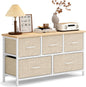 Fabric Chest of Drawers 5 Drawers - Front view