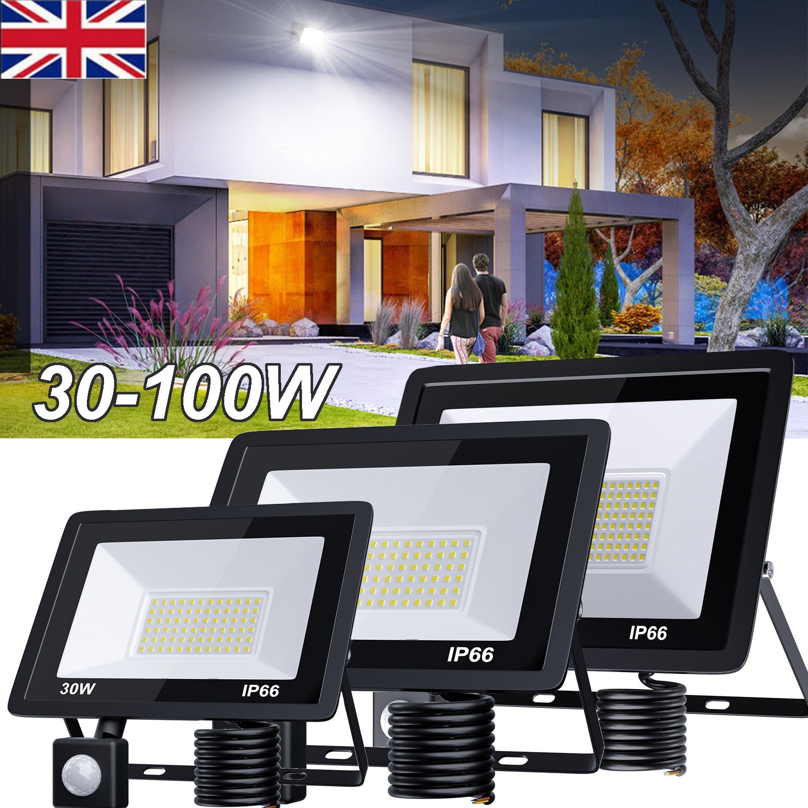 LED Floodlight Sensor Motion Spot Security - Front view